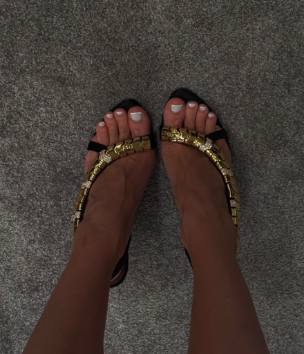Gold Chain Sandal - Sandali sexy in pelle con catena