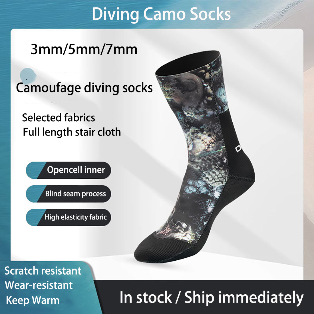 Women'S Shoes Neuropathy - 3/5/7mm Neoprene Camo Calzini da sub