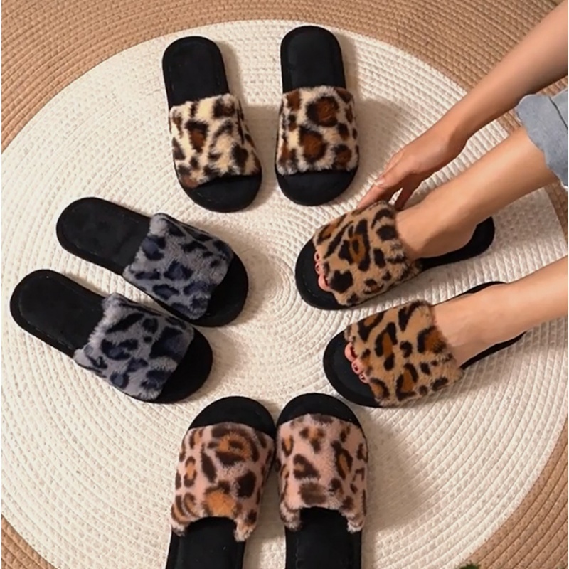 Leopard Print Heels - 2025 Pantofole invernali calde e soffici