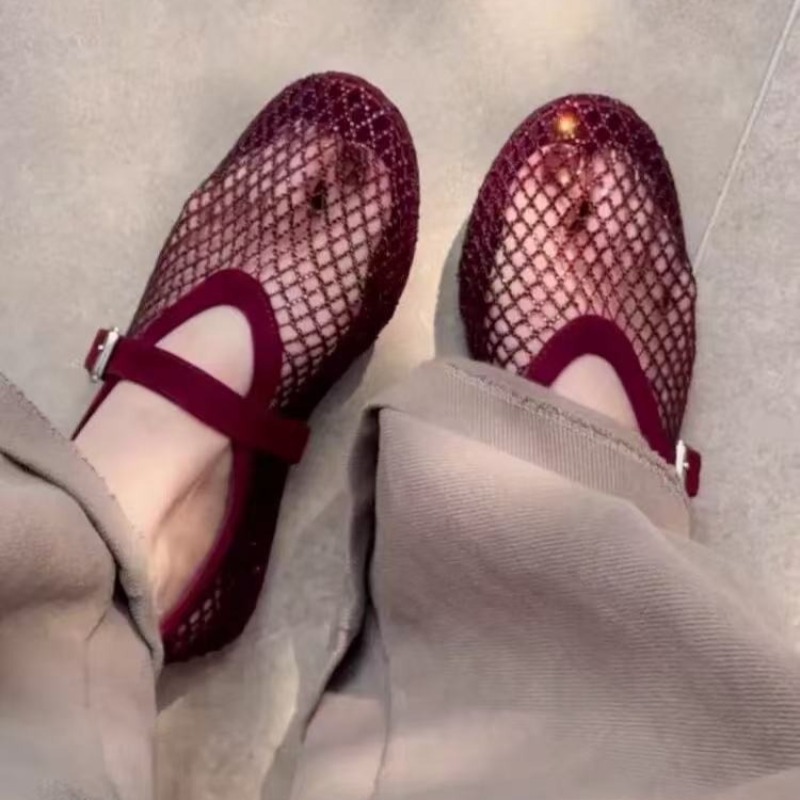Mary Jane Shoes - Sandali Baotou con strass intagliati da