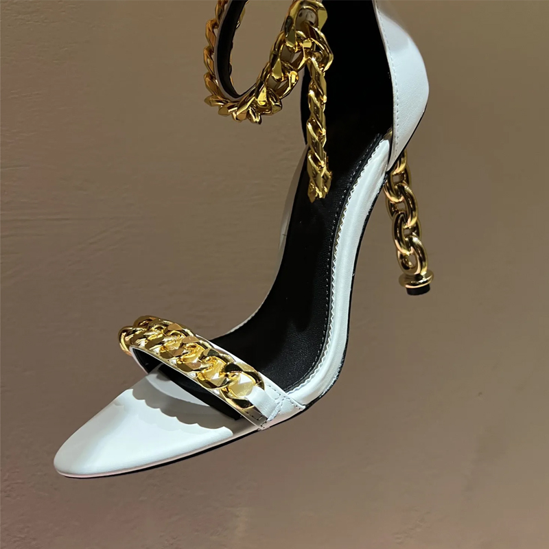 Gold Chain Sandal - Sexy catena d'oro tacco a punta
