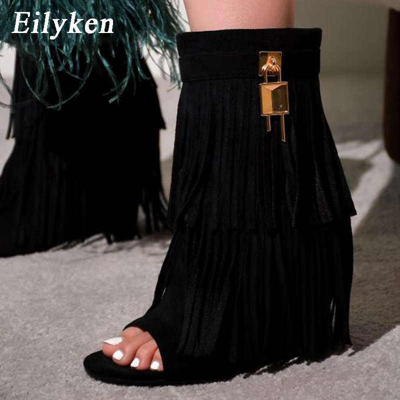 Women Shoes Boots - Eilyken Sandali con Zeppa e Frange