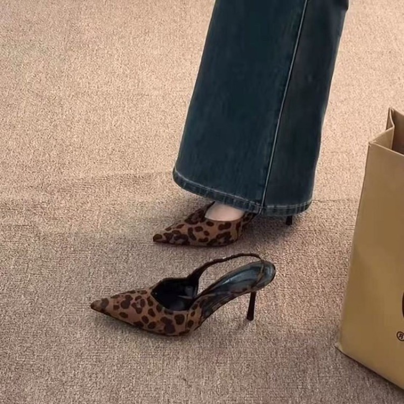 Sandali Baotou con tacco a spi - Leopard Print Heels recensione e prezzo