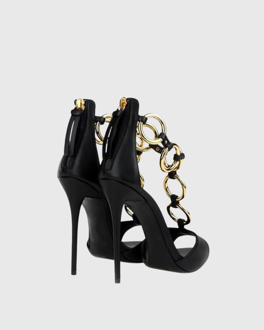 Sandali da Donna in Pelle Nera - Gold Chain Sandal recensione e prezzo