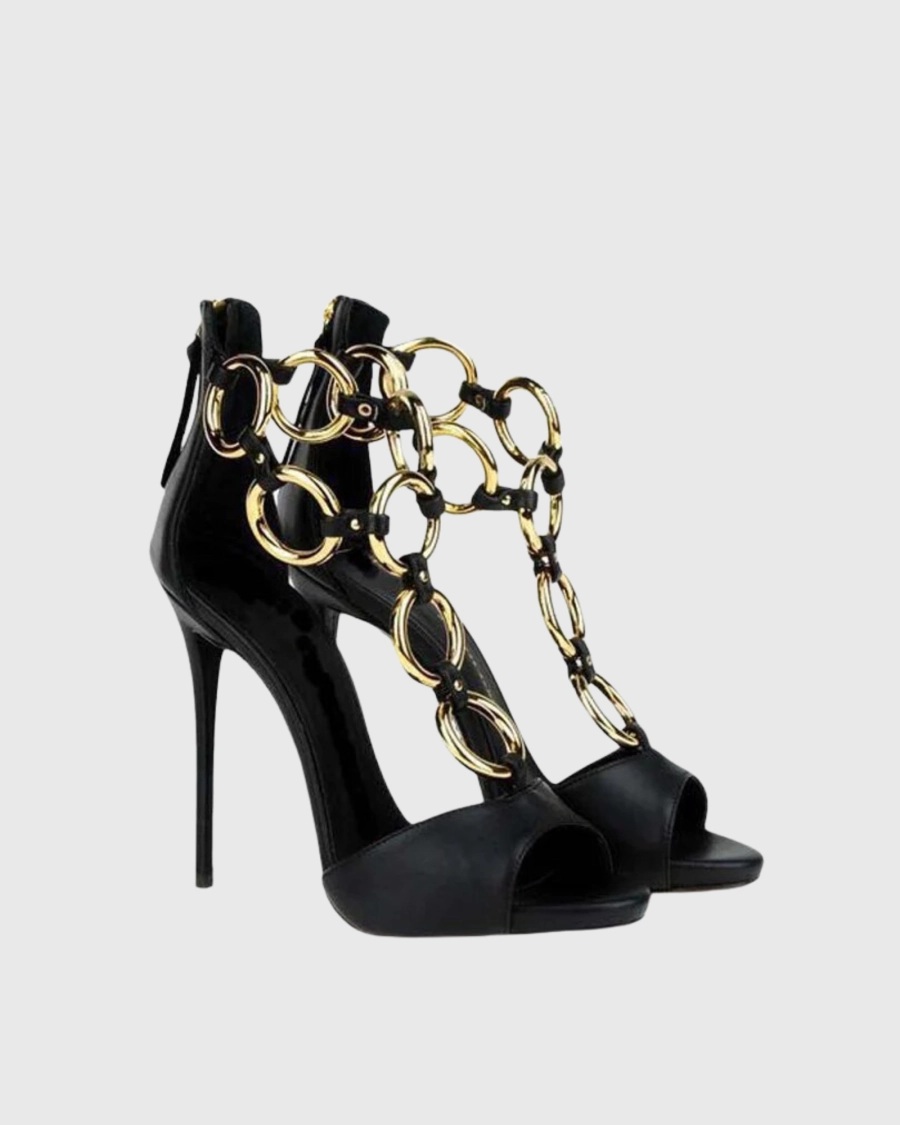 Sandali da Donna in Pelle Nera - Gold Chain Sandal recensione e prezzo