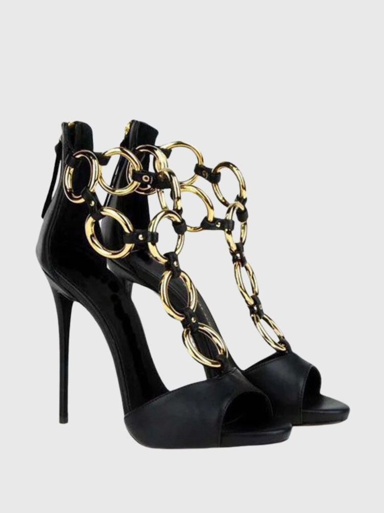 Sandali da Donna in Pelle Nera - Gold Chain Sandal recensione e prezzo