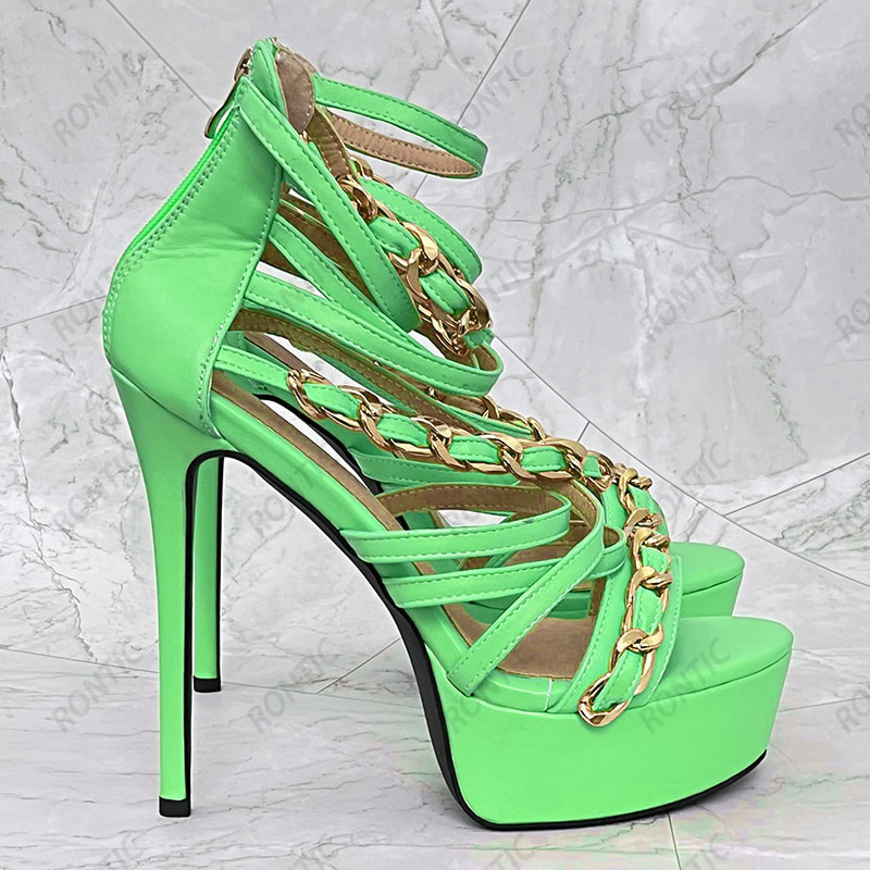 Rontic Nuove Donne di Arrivo S - Gold Chain Sandal recensione e prezzo