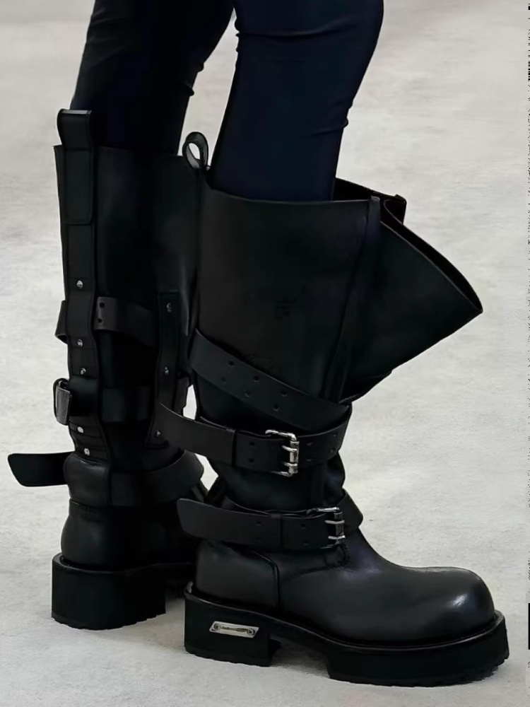 Stivali da Moto in Pelle Nera  - Women'S Shoes Paris recensione e prezzo